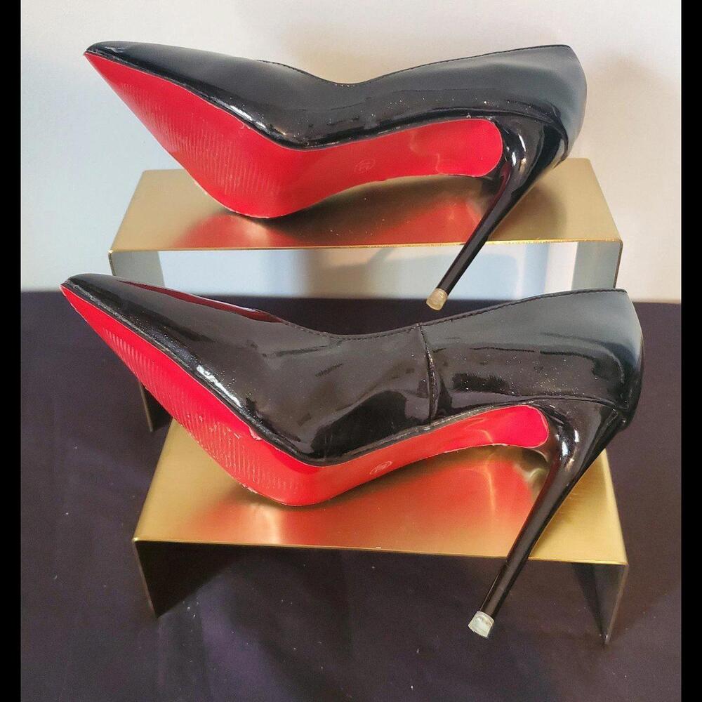 Big Tree Black Pointed Toe Stiletto Red Sole.  Sz EU 37 (6.5)